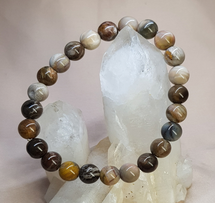 나무화석(규화목)8.6mm 팔찌